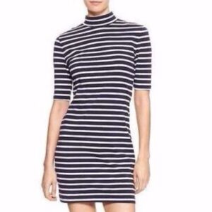 Gap Black & Cream Mock Neck Striped Dress Size XS